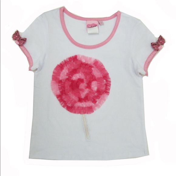 Lipstik Girls White Pink Lollipop Short Sleeve Tee - Picture 1 of 8